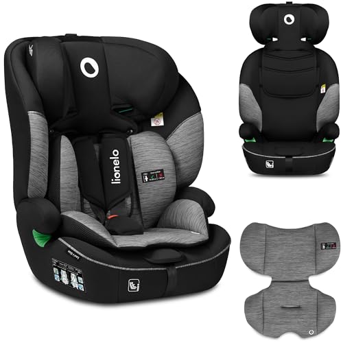 LIONELO Levi One siege auto de 9 à 36 kg, groupe 1 2 3, protection latérale, protection pour la tête, ceintures à 5 points, appui-tête réglable, insert Dri-Seat (Gris-Noir)