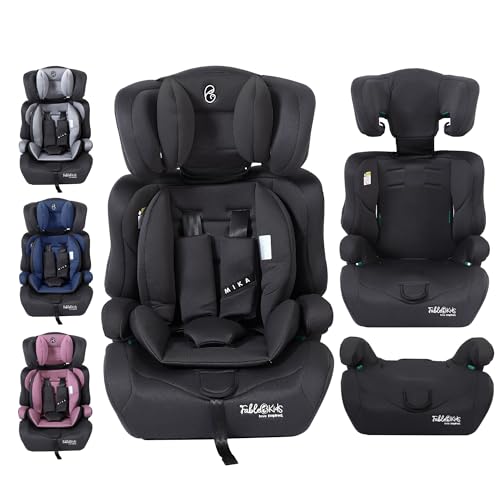 FableKids Siège auto pour enfants | Ceinture de sécurité à 3 points | Siège auto pour enfants à partir de 15 m. | Siège auto pour enfants 76-150 cm | ECE R129/03 | Réglable 44,5x41x68-75cm | Noir