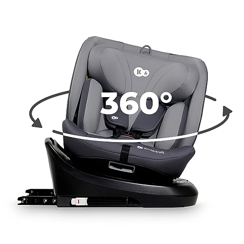 Kinderkraft I-GROW Siège auto bébé, I-SIZE 40-150 cm, 0 à 36 kg évolutif, dès la naissance et jusqu'à 12 ans environ, Groupe 0/1/2/3, Isofix, 360° pivotant, RWF, FWF, Protections latérales, Gris