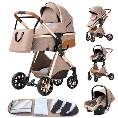 YAZOCO Poussette 3 en 1 Pliable Poussette Bebe Confort Moustiquaire, Couvre - Pieds, Porte - Gobelet, Coussin Poussettes et Landaus