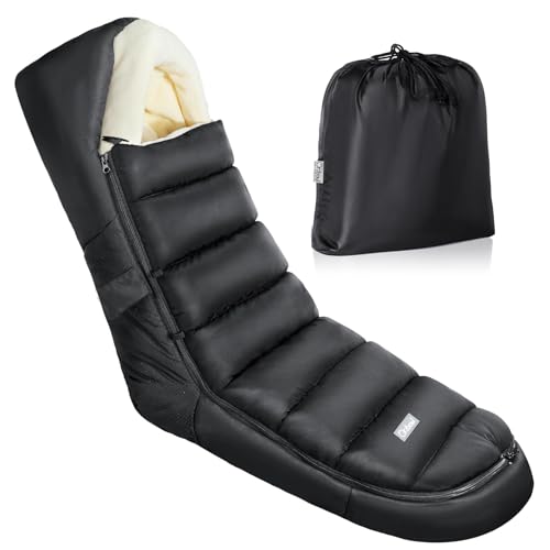 Orzbow Chanceliere Bebe Poussette,Hivers Longue Chanceliere Universelle pour Poussette avec Fermeture Éclair,Imperméable,Particules Antidérapantes,Amovible,Lavable Machine,Chaude,104 * 44cm,Noir