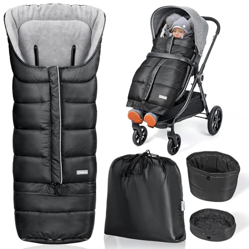 Orzbow Chanceliere Bebe Poussette,Longue Chanceliere Universelle pour Poussette con Capuche et Fermeture Éclair,Imperméable,Longue Réglable,Antidérapant,Facile Utiliser,Chaud,97 * 44/117 * 44cm,Noir