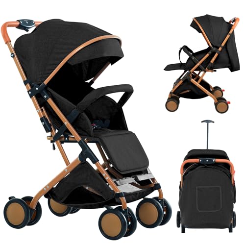 OHMG Poussette Canne,0-4 ans,0-22 kg,Poussette Légère et Compacte,Dossier inclinable,Harnais 5 points,Pliable Pousette Voyage avec Auvent et Moustiquaire,Roues Antidérapants