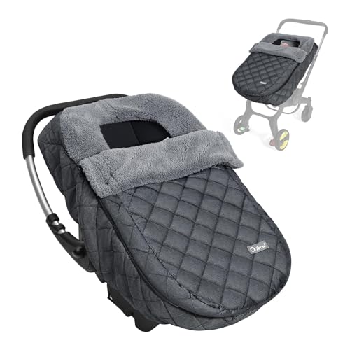 Orzbow Chanceliere Bebe Cosy,Universelle Nid D'ange Bebe Cosy avec Réglable Fermeture Éclair,Imperméable Nid Dange Siege Auto avec Bord Élastique,Doublure Chaude,Gris Foncé